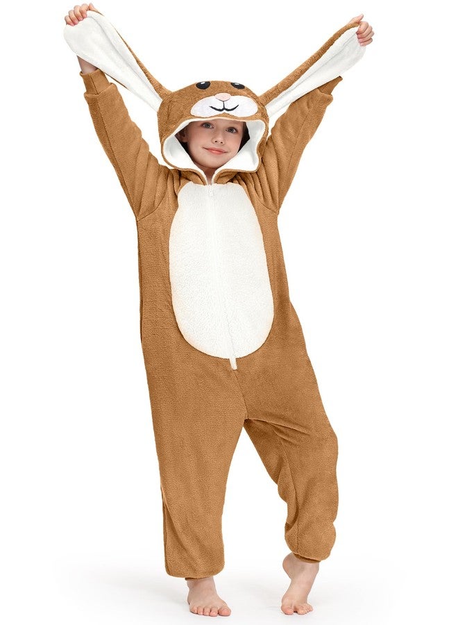 BesserBay Big Girl Halloween Adorable Zipper Costume Bunny Animal Hooded Rabbit Jumpsuit Brown 10 Years - Image 1